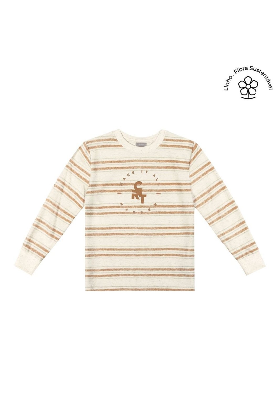 Infantil - Camiseta Longa Menino Listrada Colorittá Bege