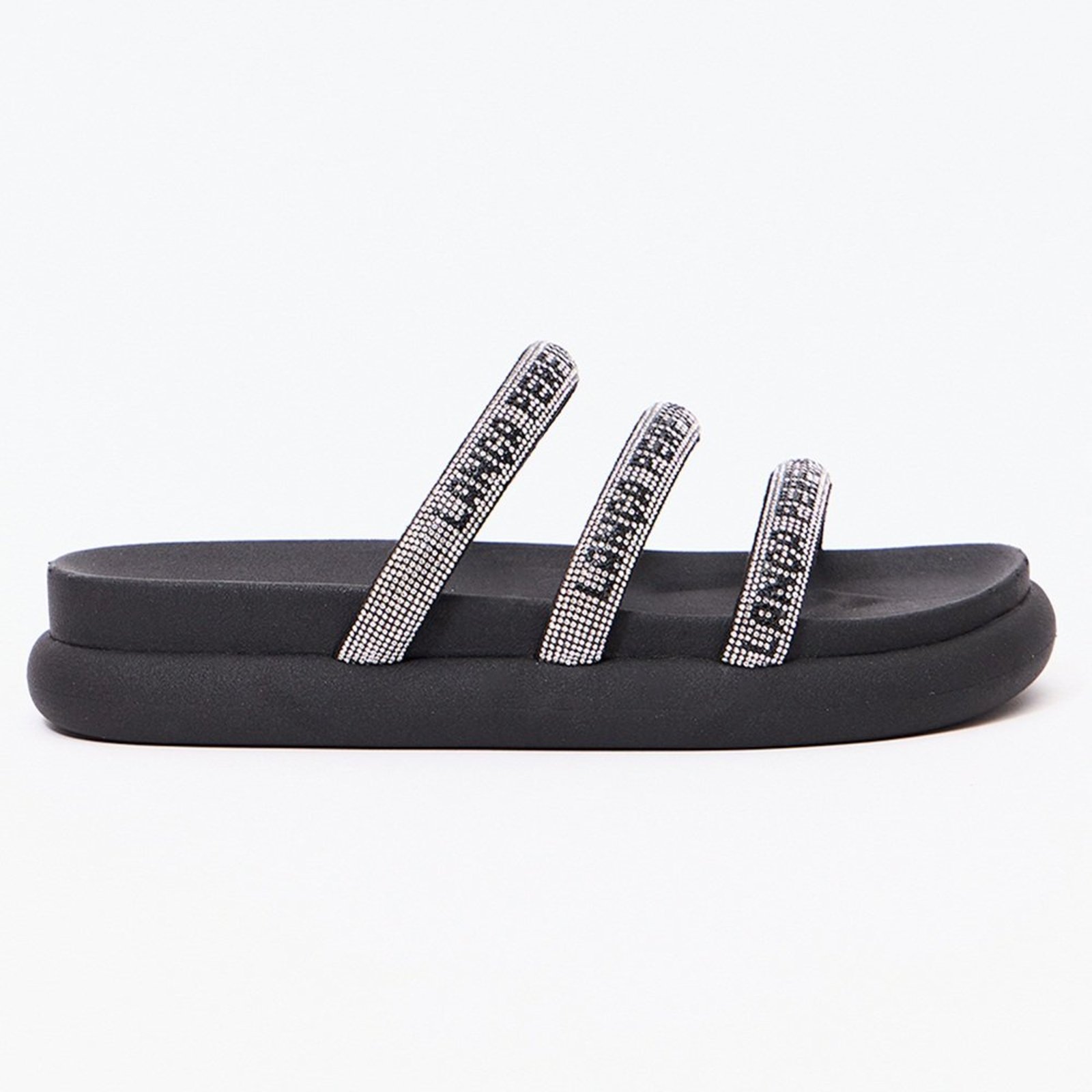 Chinelo Slide Easy Lança Perfume Tiras Pr27 Preto Feminino