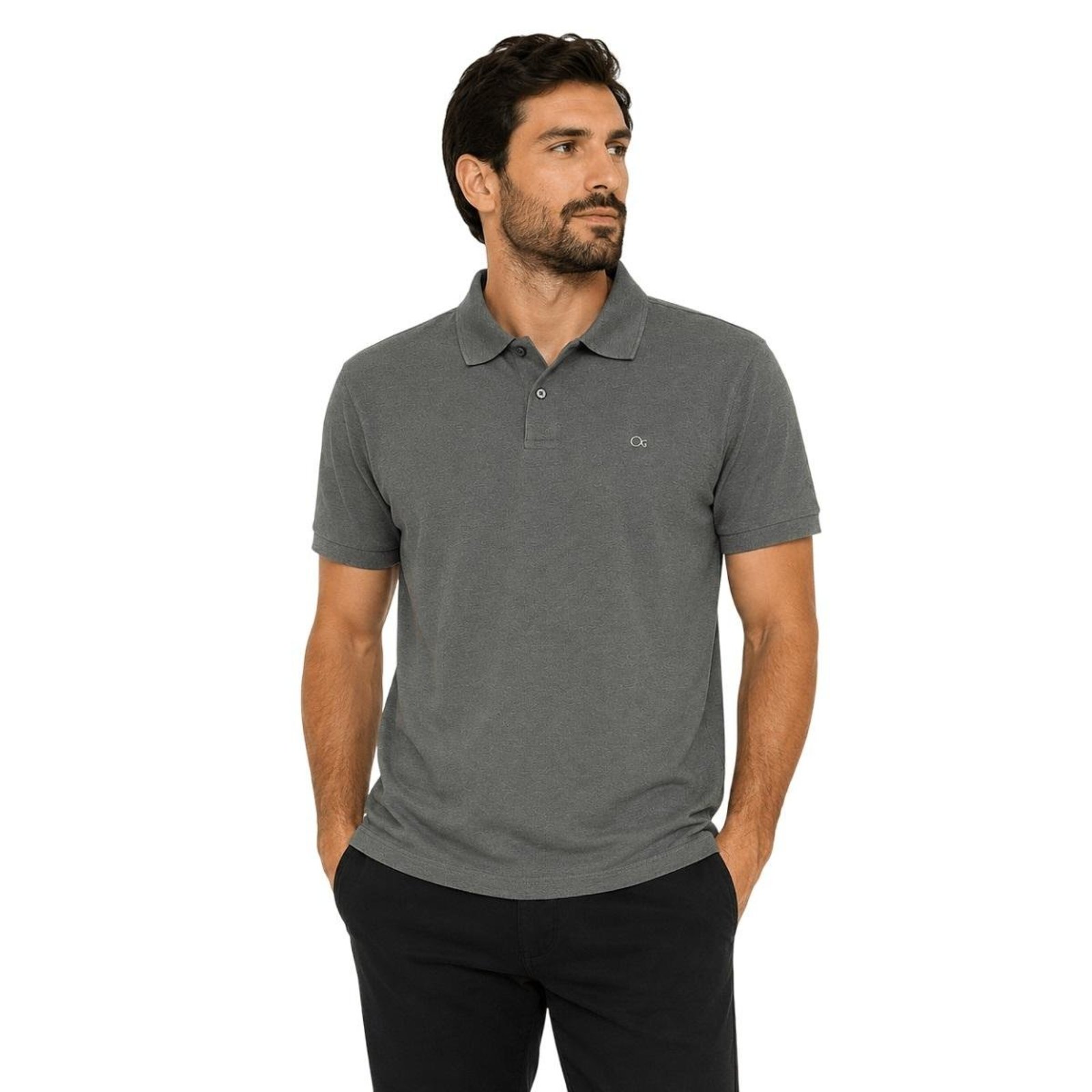 Camisa Polo Casual Masculina Ogochi 007554005 Verde