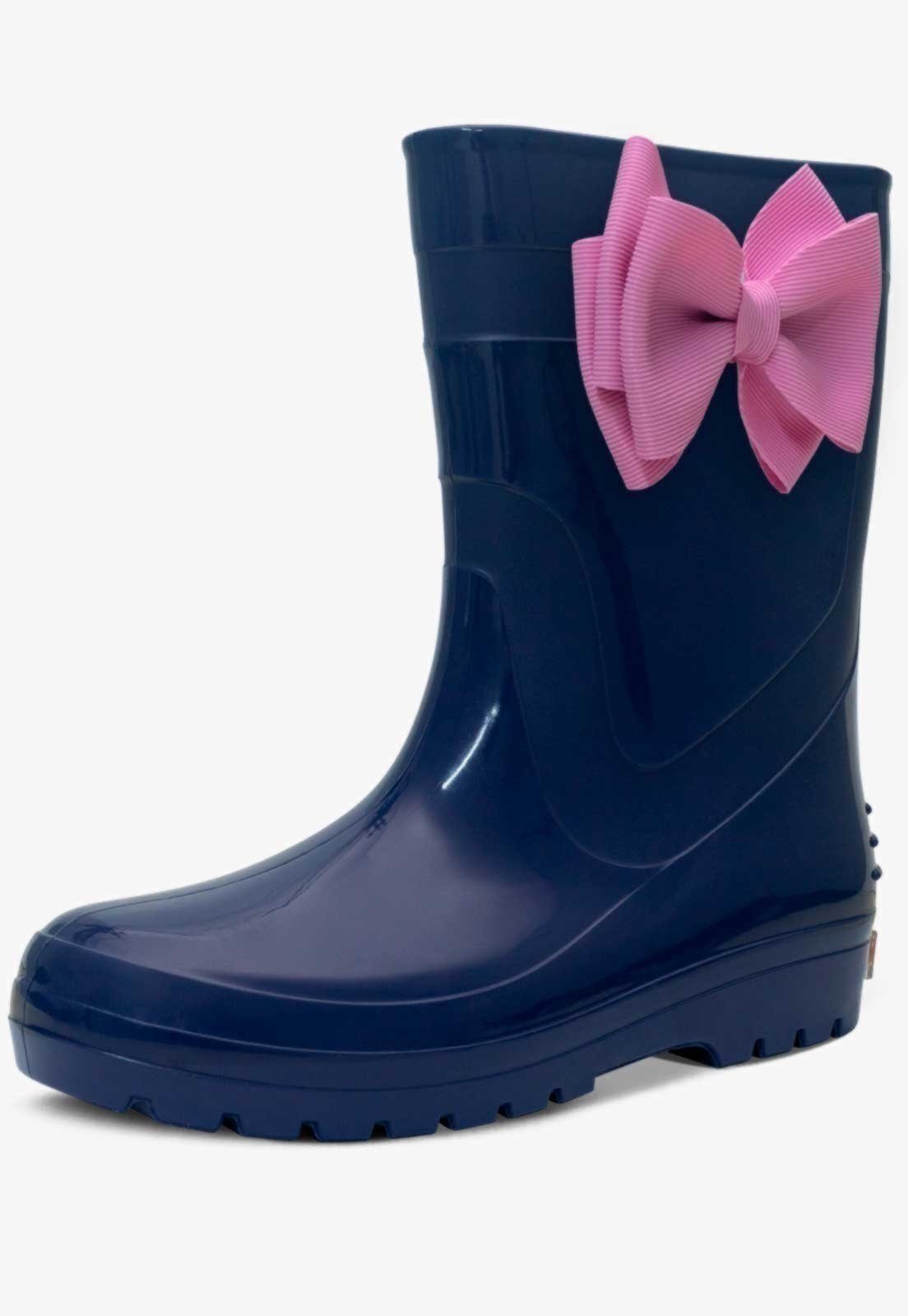 Vista 2 Infantil - Bota Galocha Feminina Pópidi Laço Marinho azul marinho Pópidí azul marinho