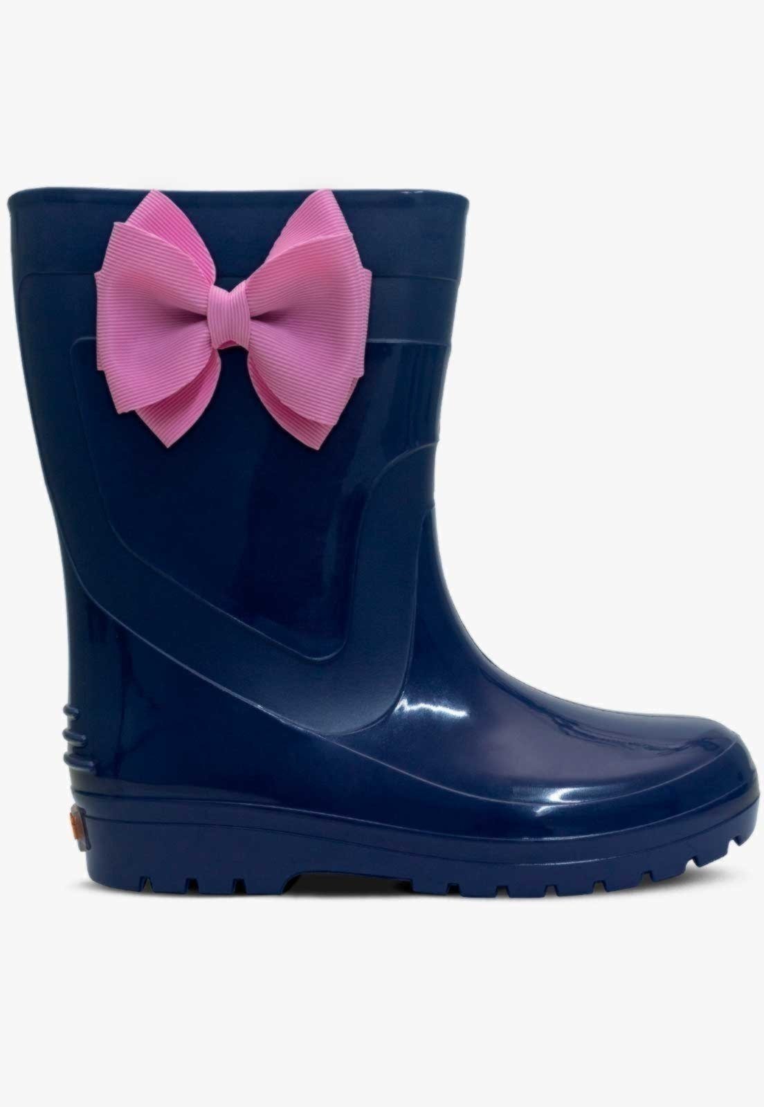 Vista 3 Infantil - Bota Galocha Feminina Pópidi Laço Marinho azul marinho Pópidí azul marinho
