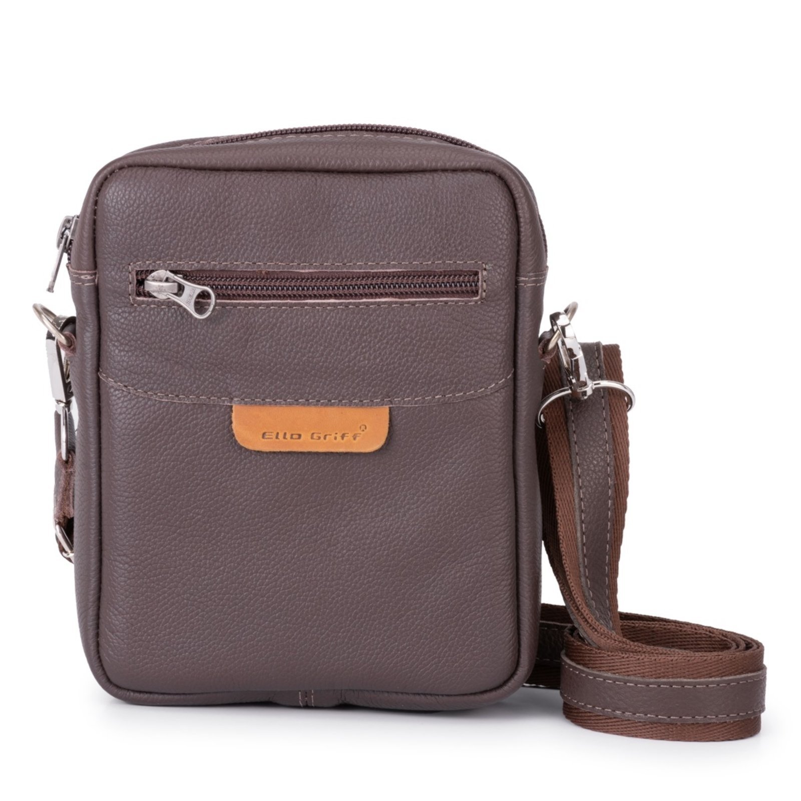 Mini Bolsa Shoulder Bag 100% Couro Legítimo Tiracolo Pequena ello griff MARROM ESCURO