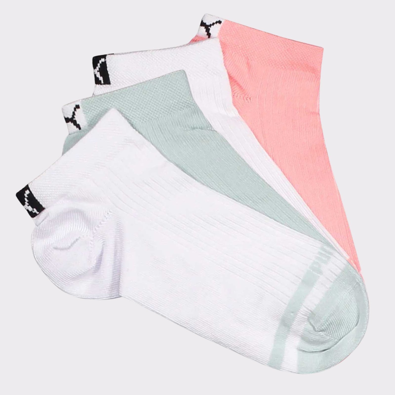 Vista 3 Kit Meia Puma Sapatilha 4 Pares Feminina Branca e e Verde rosa Puma rosa
