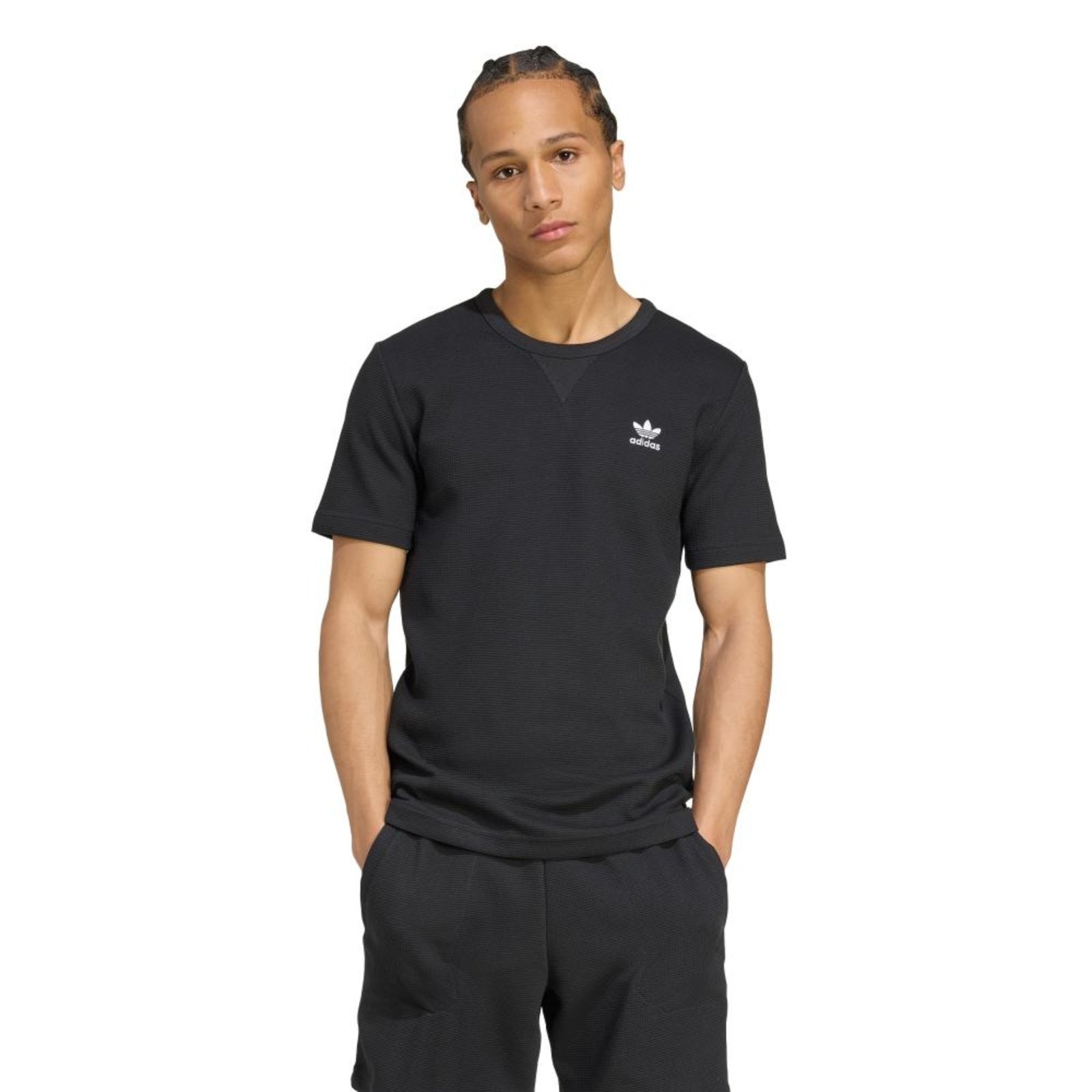 Camiseta Waffle Trefoil Essentials adidas Originals Preto
