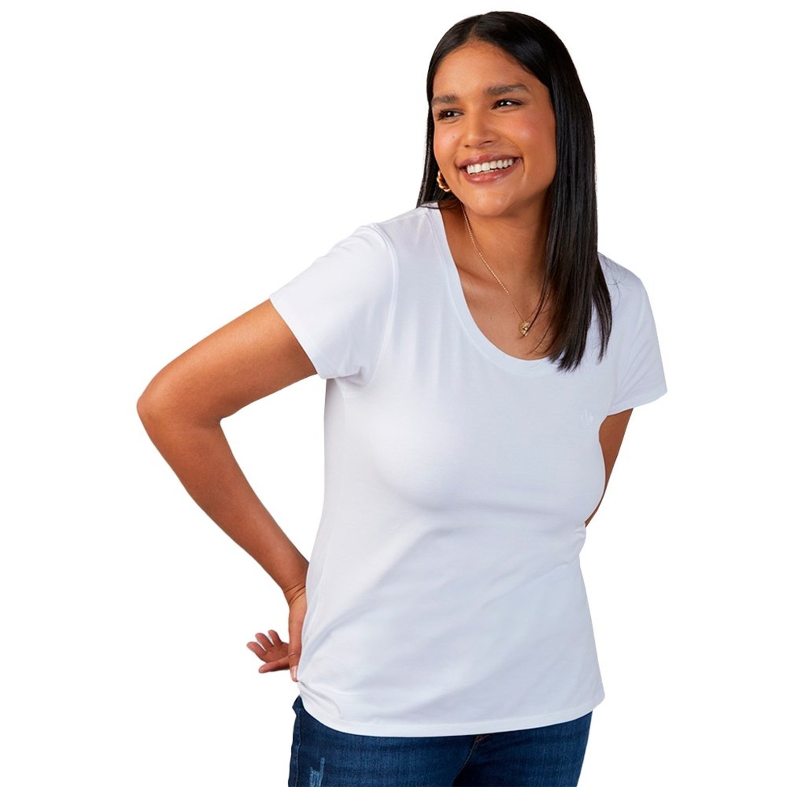 Camiseta Dudalina Soft Pima Pr27 Branco Feminino