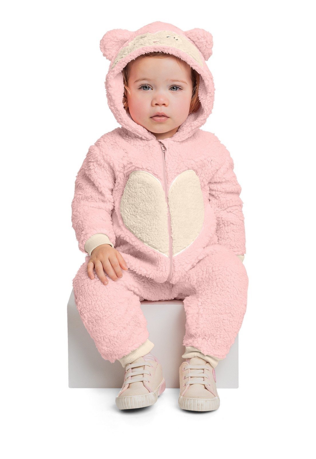 Vista 2 Infantil - Macacão de Gatinha para Menina Quimby rosa Quimby rosa