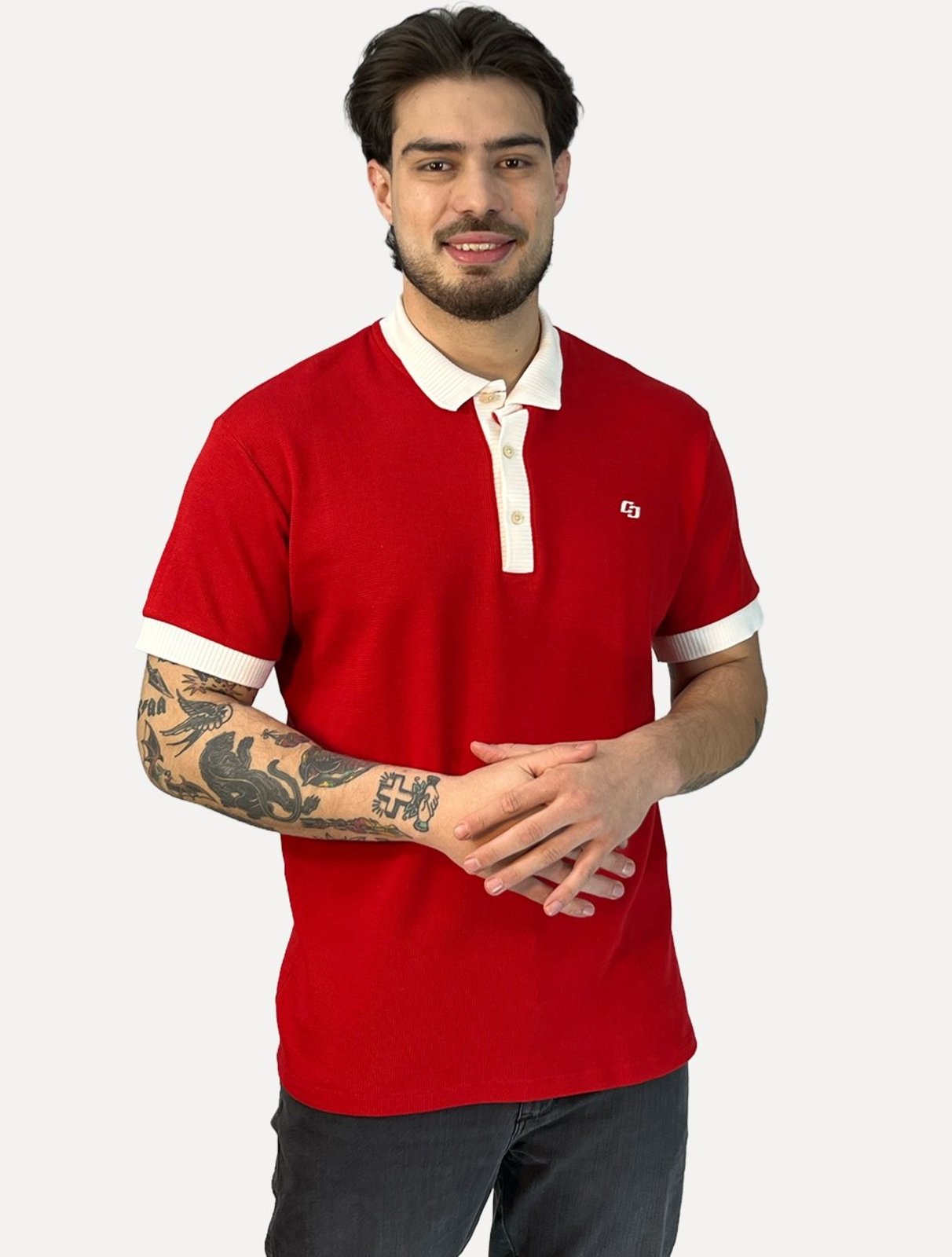 Polo Colcci Masculina Piquet Regular Texturizada Vermelha