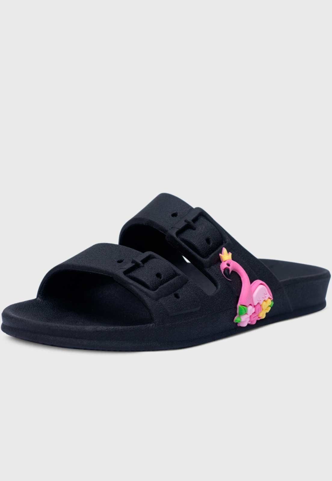 Infantil – Chinelo Papete Popidi Menina Flamingo Preto