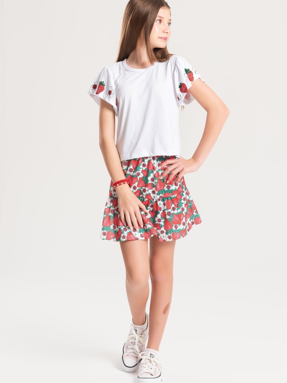 Vista 3 Infantil - Conjunto Platinum Flor De Morango PLATINUM KIDS branco PLATINUM KIDS branco