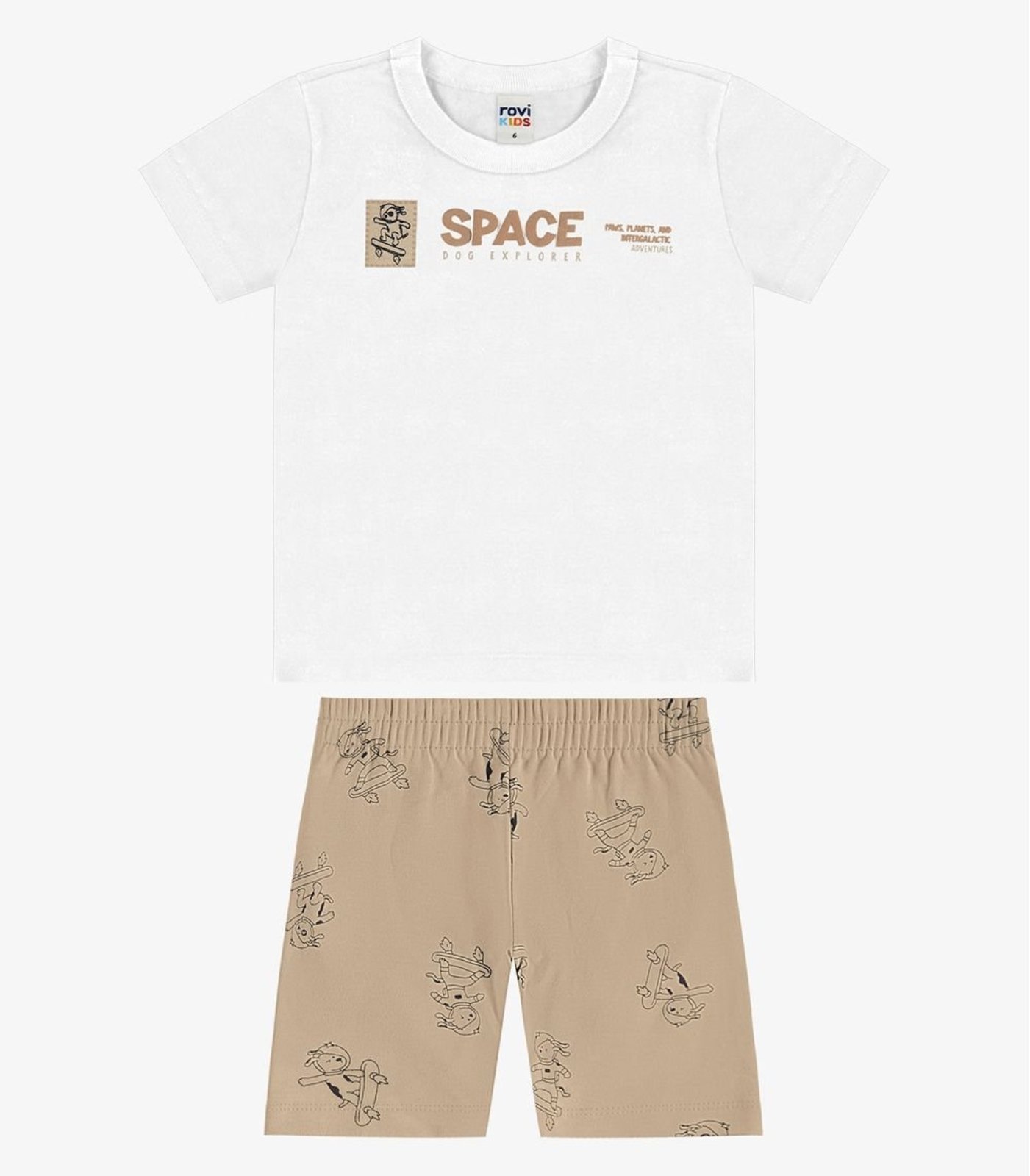 Infantil - Conjunto Camiseta Com Bermuda Rovi Branco