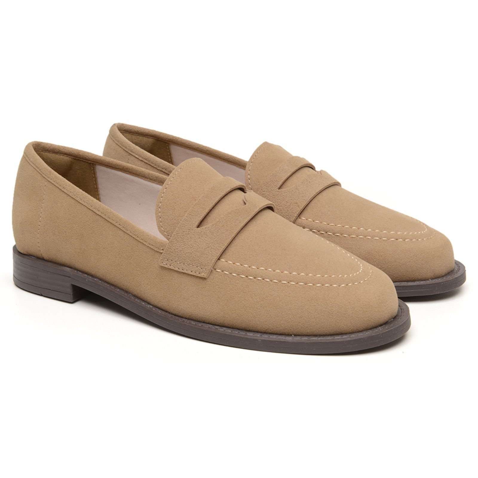 Sapato Mocassim Casual Clher em Couro Feminino Hanna Confortável Nude