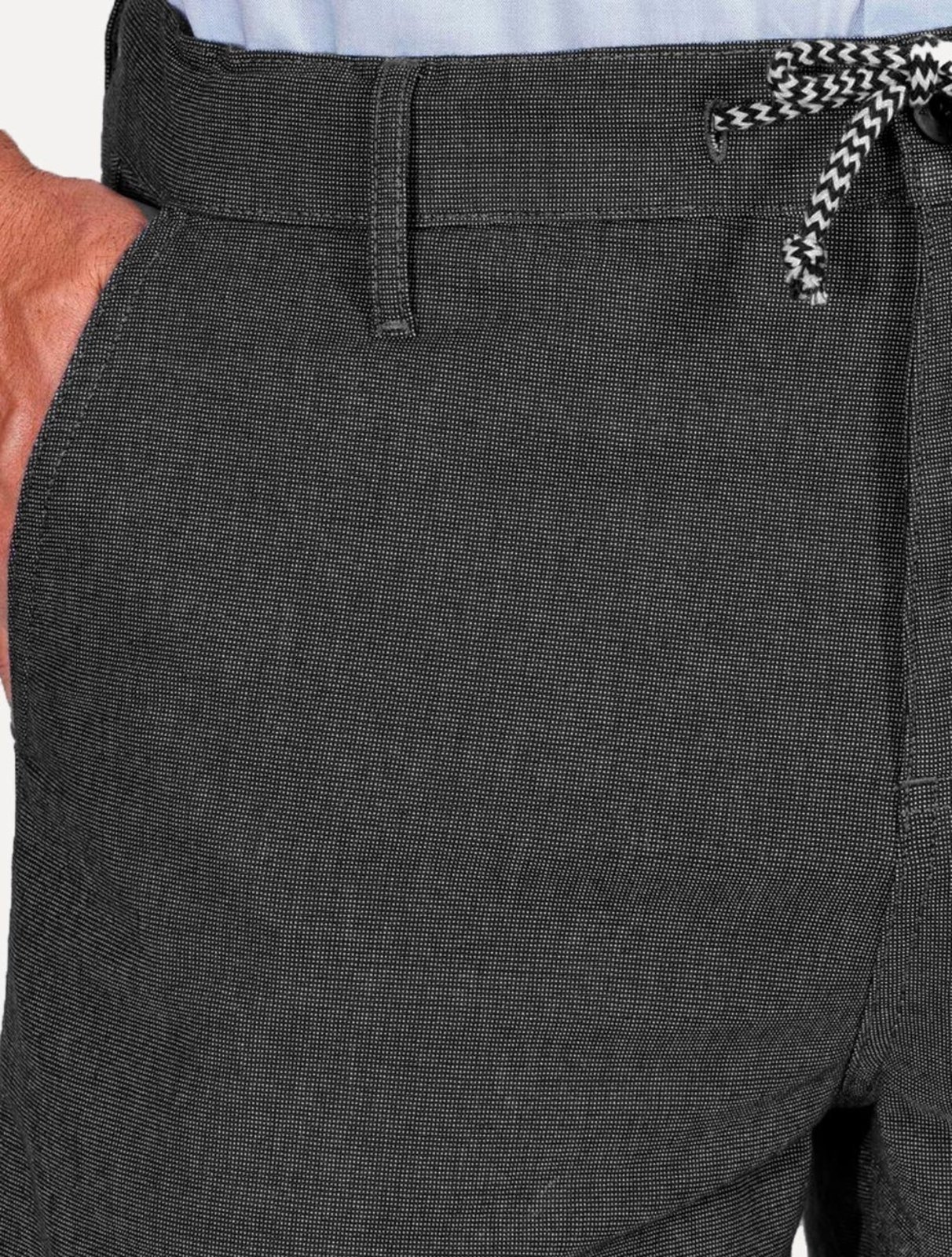 Vista 3 Bermuda Aramis Masculina Chino Cotton Sarja Cadarço Mescla preto Aramis preto