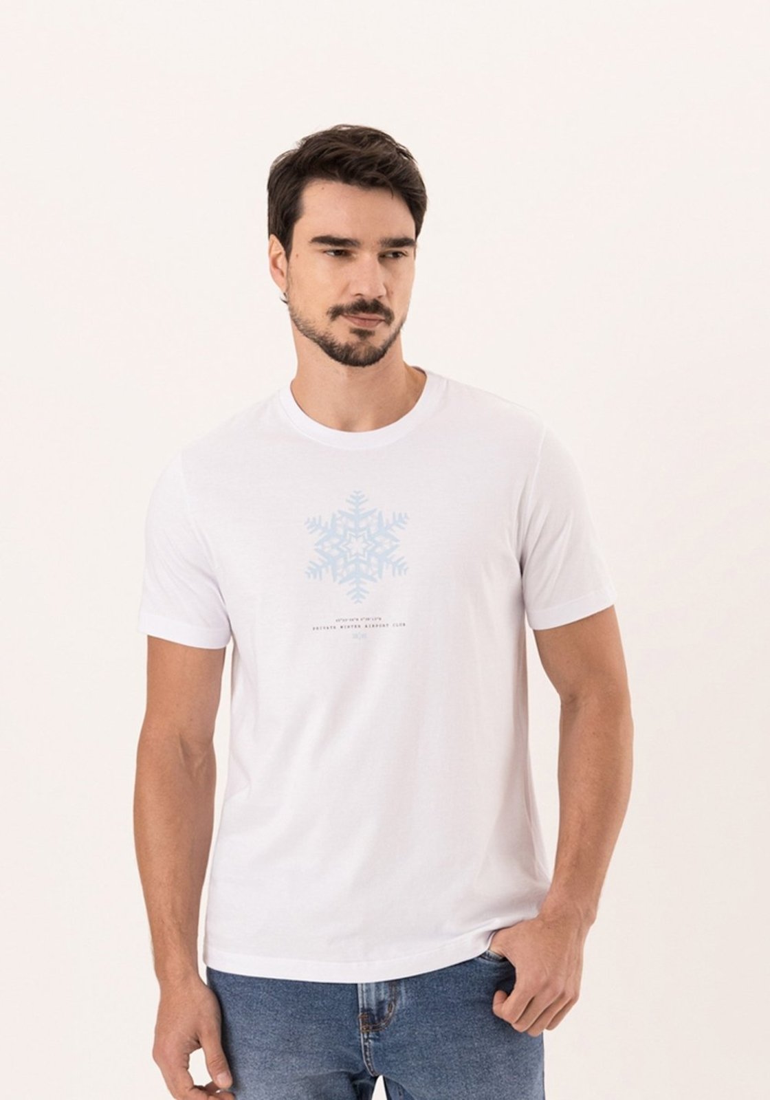 Camiseta De Mangas Curtas Em Algodão Com Estampa