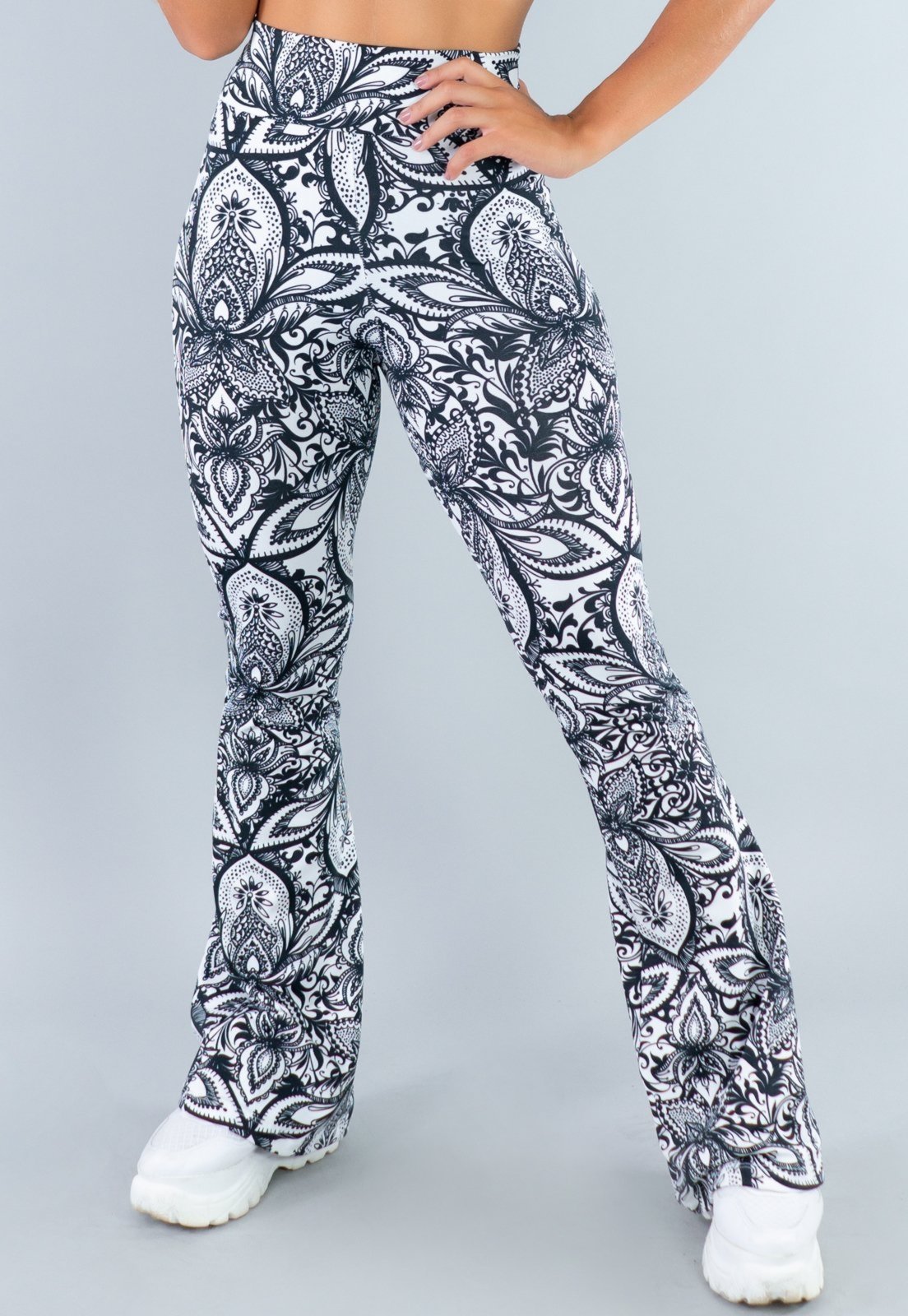 Calça Flare MVB Modas Feminina Pantalona Suplex Lisa Mandala