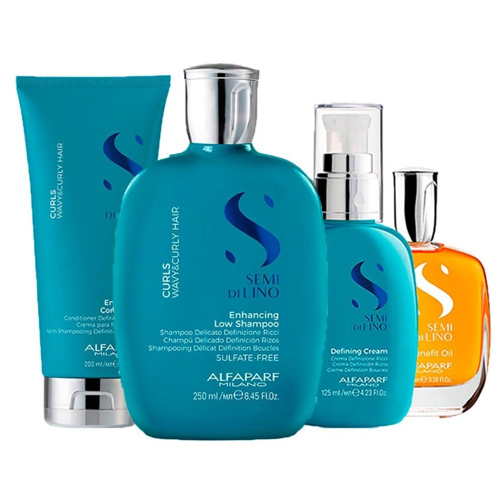 Alfaparf Semi Di Lino Curls Shampoo, Cond, Creme e Óleo
