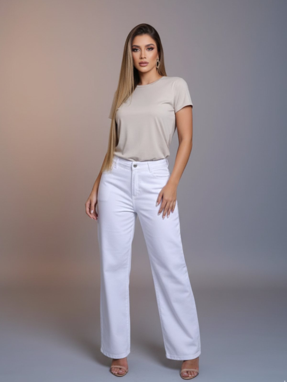 Widleg Sarja Kiridas Jeans Feminina Confortavel Elegânte e Estilosa Para Todos os Momentos Branco