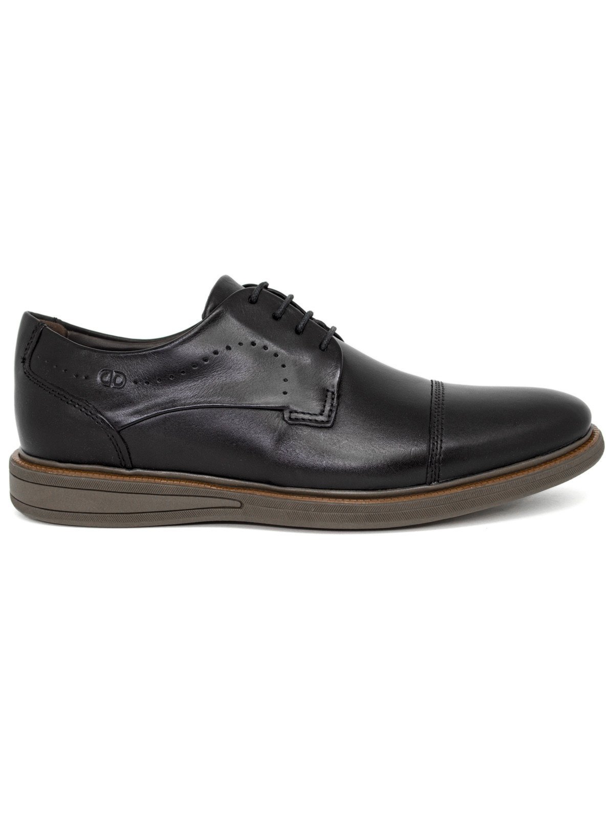 Sapato Social Democrata Metropolitan Bay Couro Cadarço Preto All Black