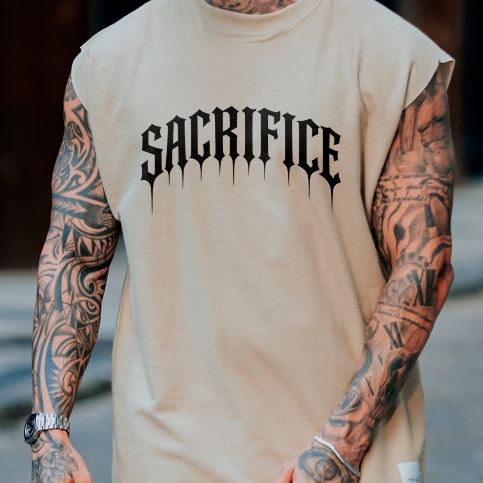Camiseta Regata Machão Sacrifice Gothic Dark Streetwear Hype Off White