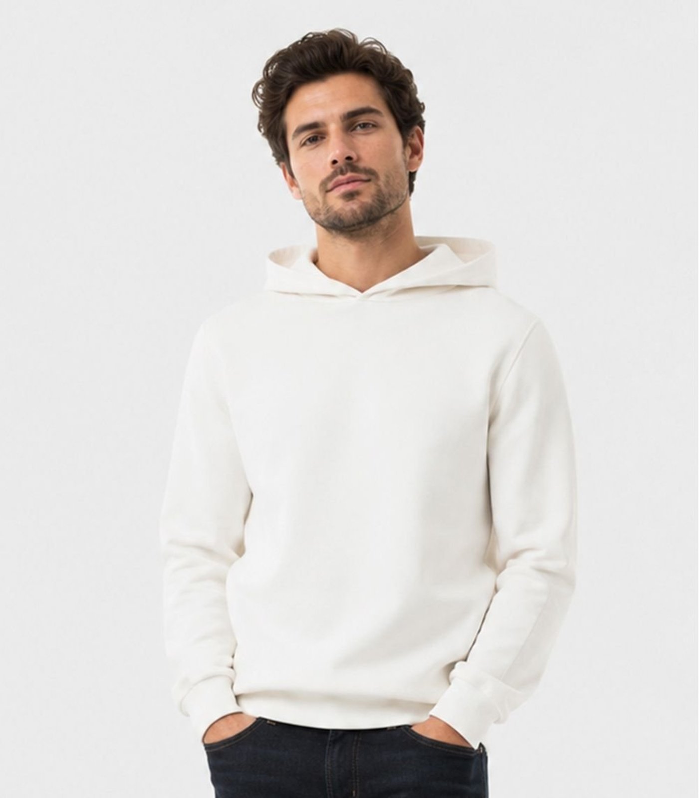 Blusão Com Capuz Em Moletom Masculino Select Bege