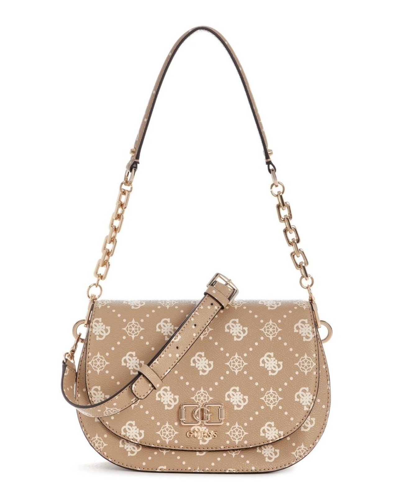 Bolsa Guess Emelie Logo Shoulder Bege