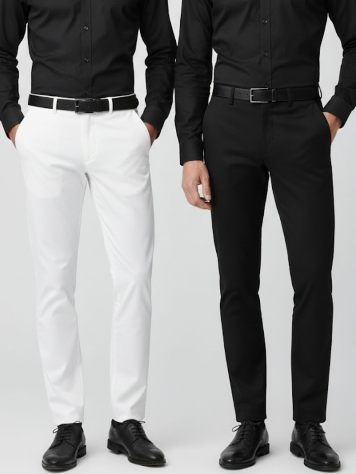 KIT Masculino 2 Peças - Calça Social Slim Branca e Calça Social Social Slim Preta Calça de Terno Formal Alfaiataria Branco/Preto