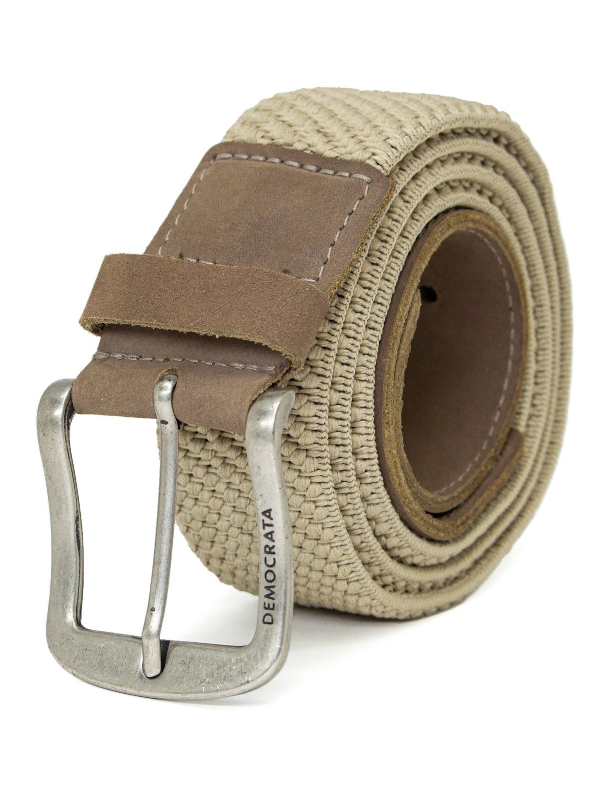 Cinto Masculino Democrata Elástico Couro Confortável Metal Resistente Bege Taupe
