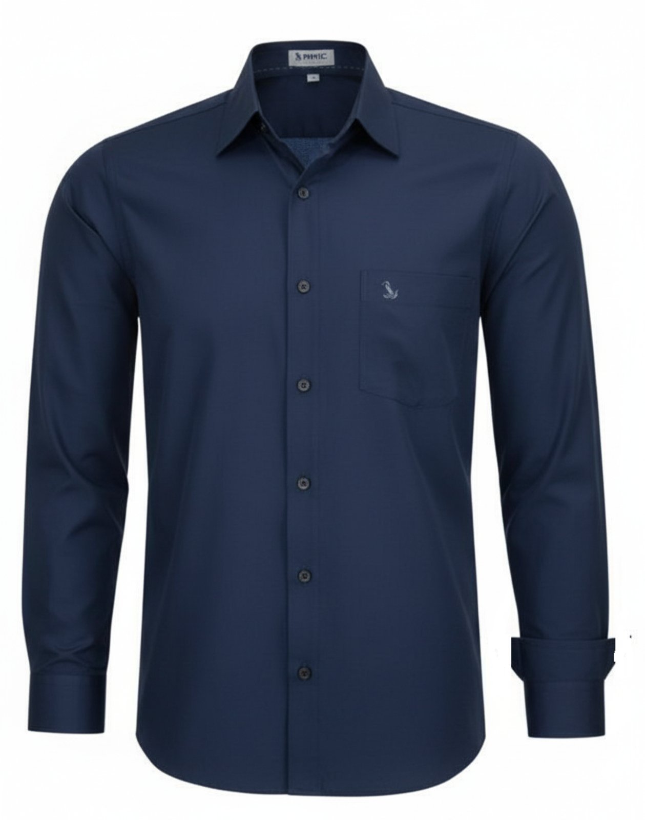Vista 3 Camisa Social Amil Bros Comfort Algodão/Poliéster Com bolso Macia e Fácil de Passar Marinho azul marinho Amil azul marinho