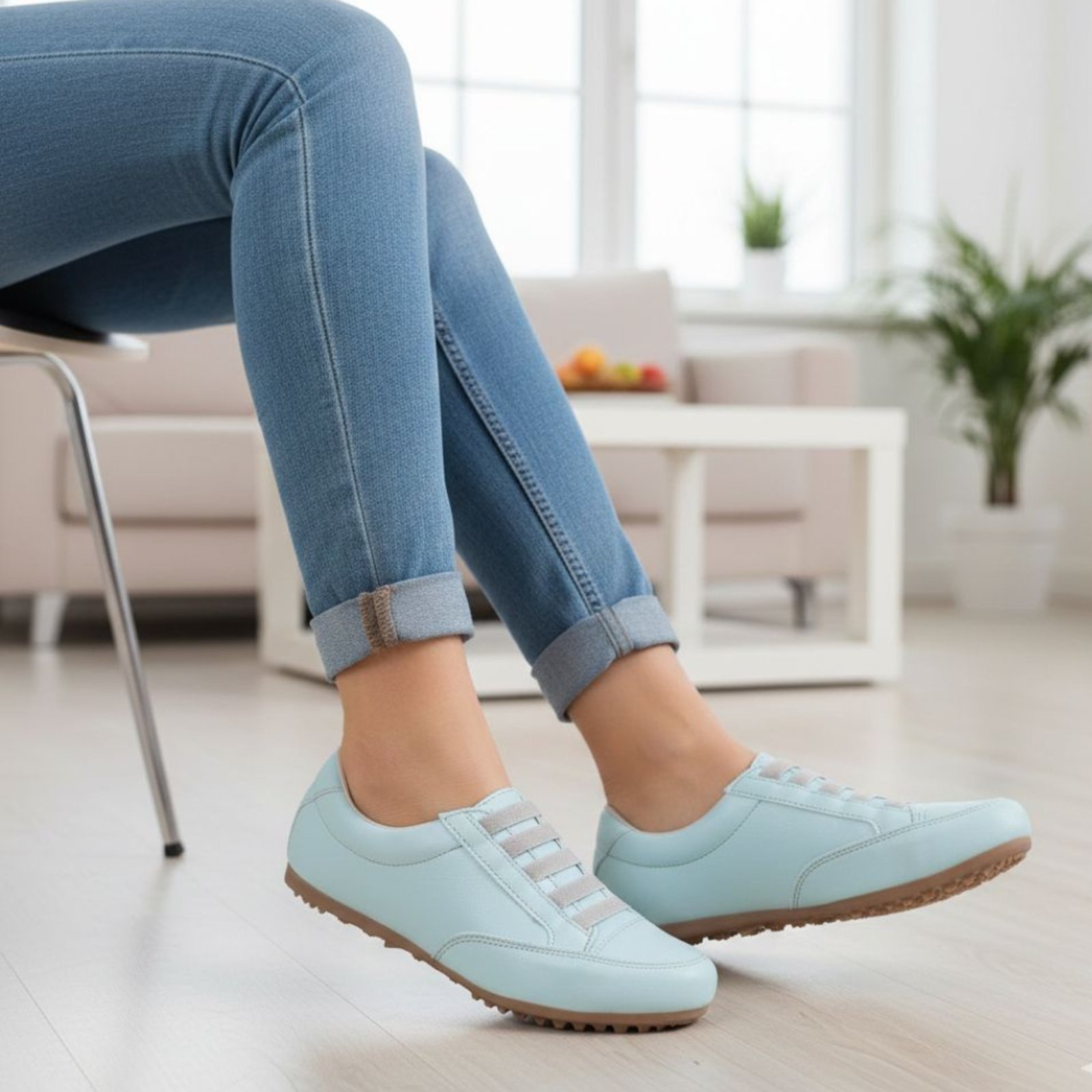 Tênis Feminino Leve Casual Cor Verde Claro