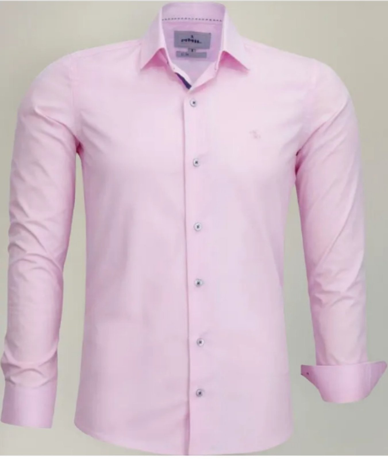 Camisa Social Amil Slim Cinema Algodão Manga Longa Luxo Rosa