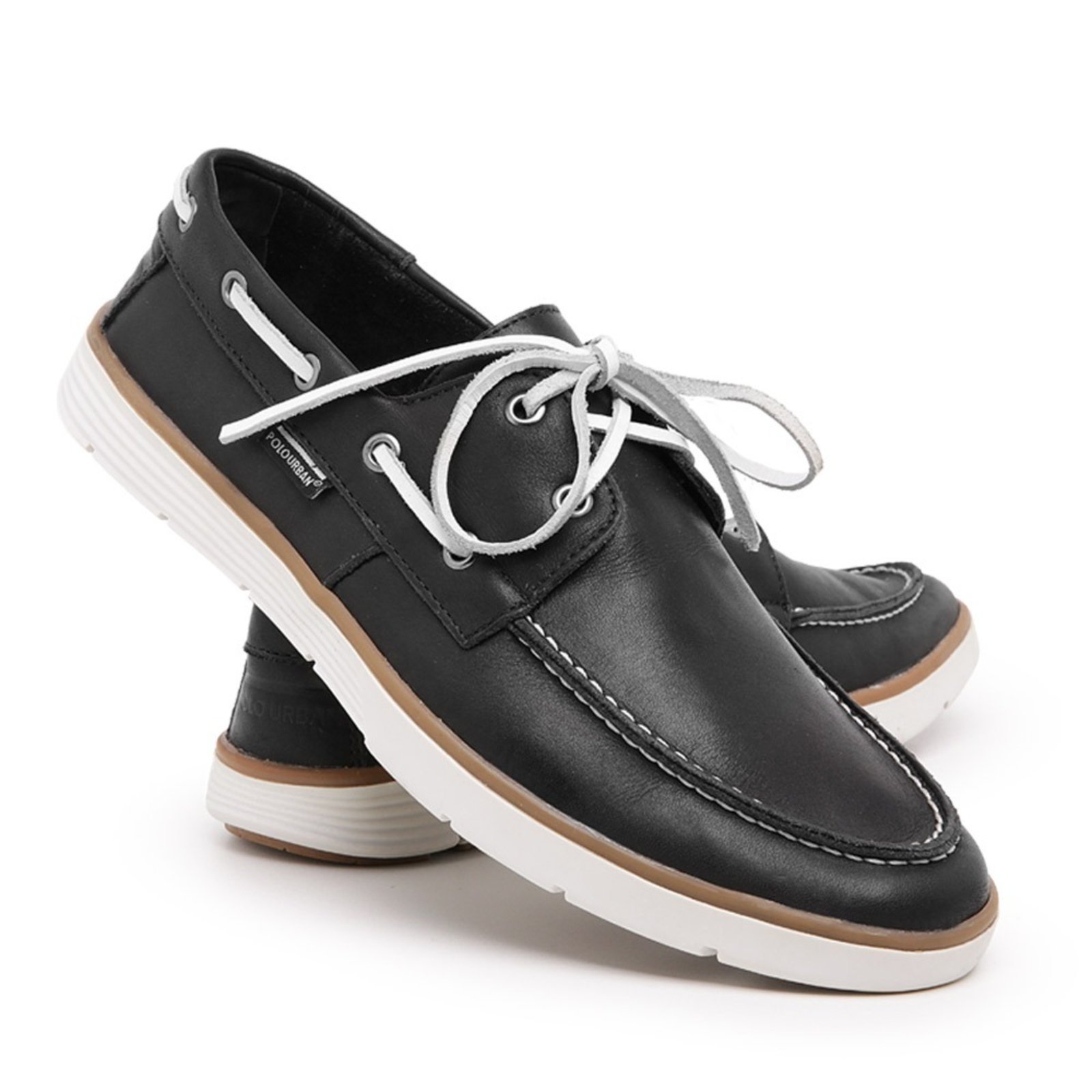 Mocassim Masculino Dockside Top Sider em Couro Polo Urban Preto