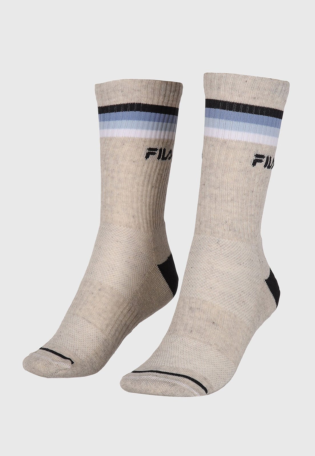 Meia Fila Stripes Cano Alto Cinza