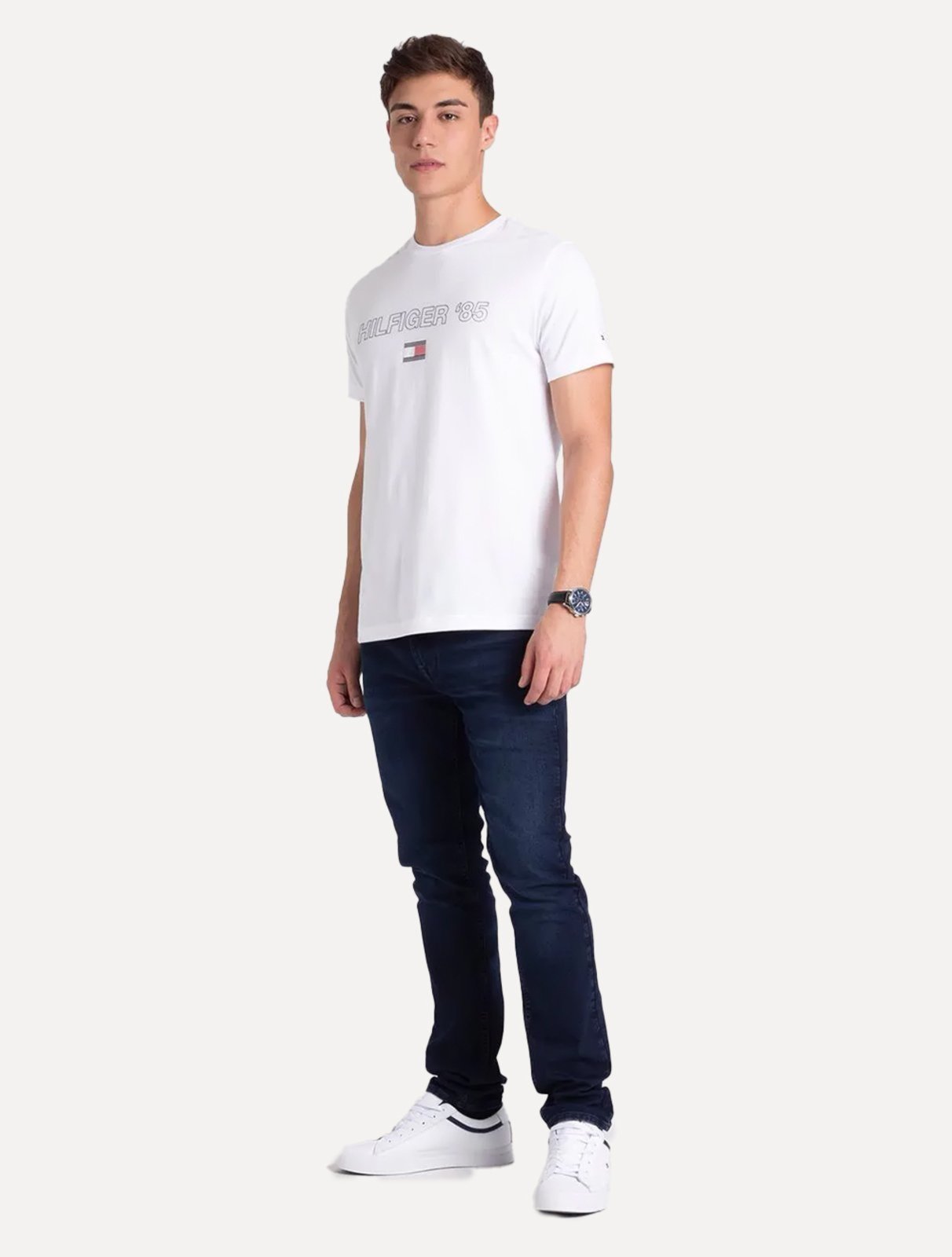 Vista 3 Camiseta Tommy Hilfiger Masculina Essential 85 Branca branco Tommy Hilfiger branco