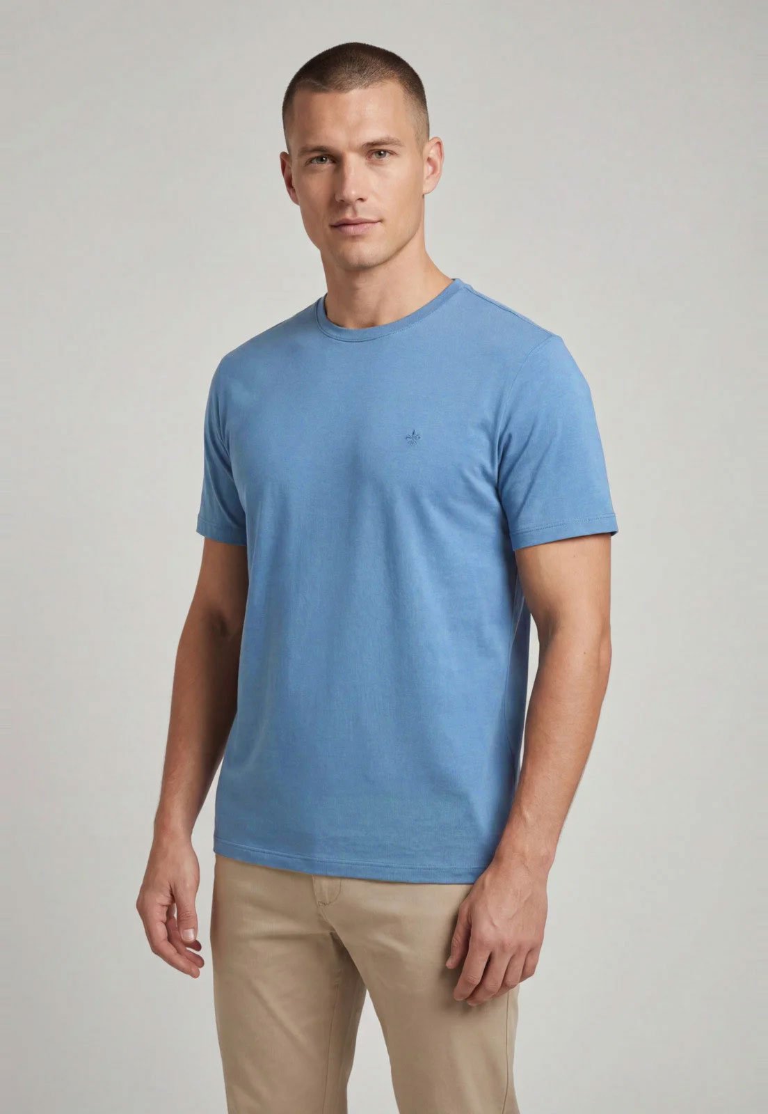 Camiseta Masculina Dudalina Decote Redondo Azul