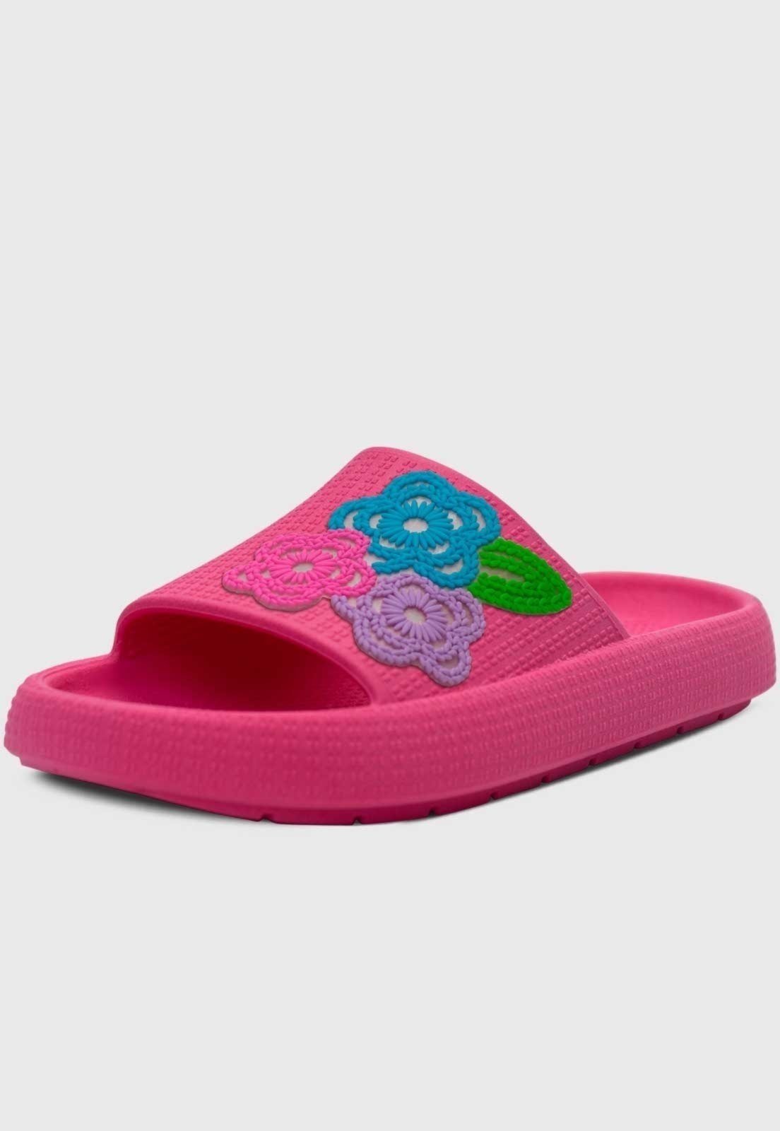 Vista 2 Infantil - Chinelo Estilo Nuvem Popidi Menina Flor Renda verde Pópidí verde