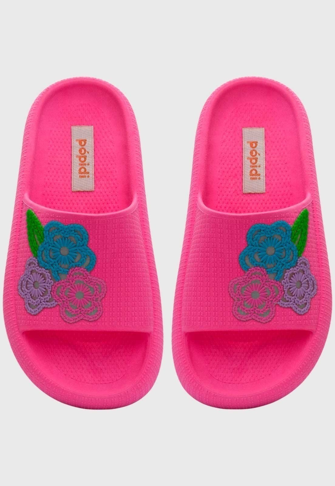 Vista 3 Infantil - Chinelo Estilo Nuvem Popidi Menina Flor Renda verde Pópidí verde