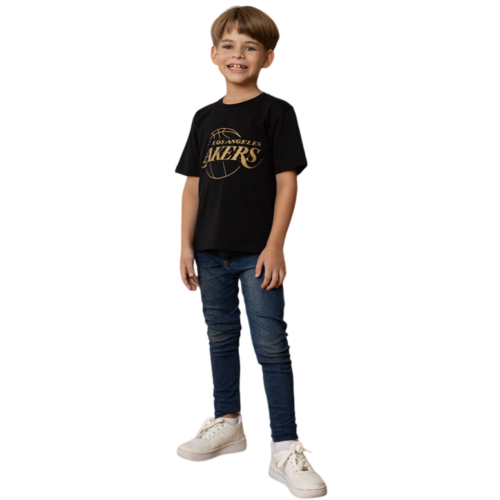 Camiseta Nba Juvenil Unissex Los Angeles Lakers Nomad Preto