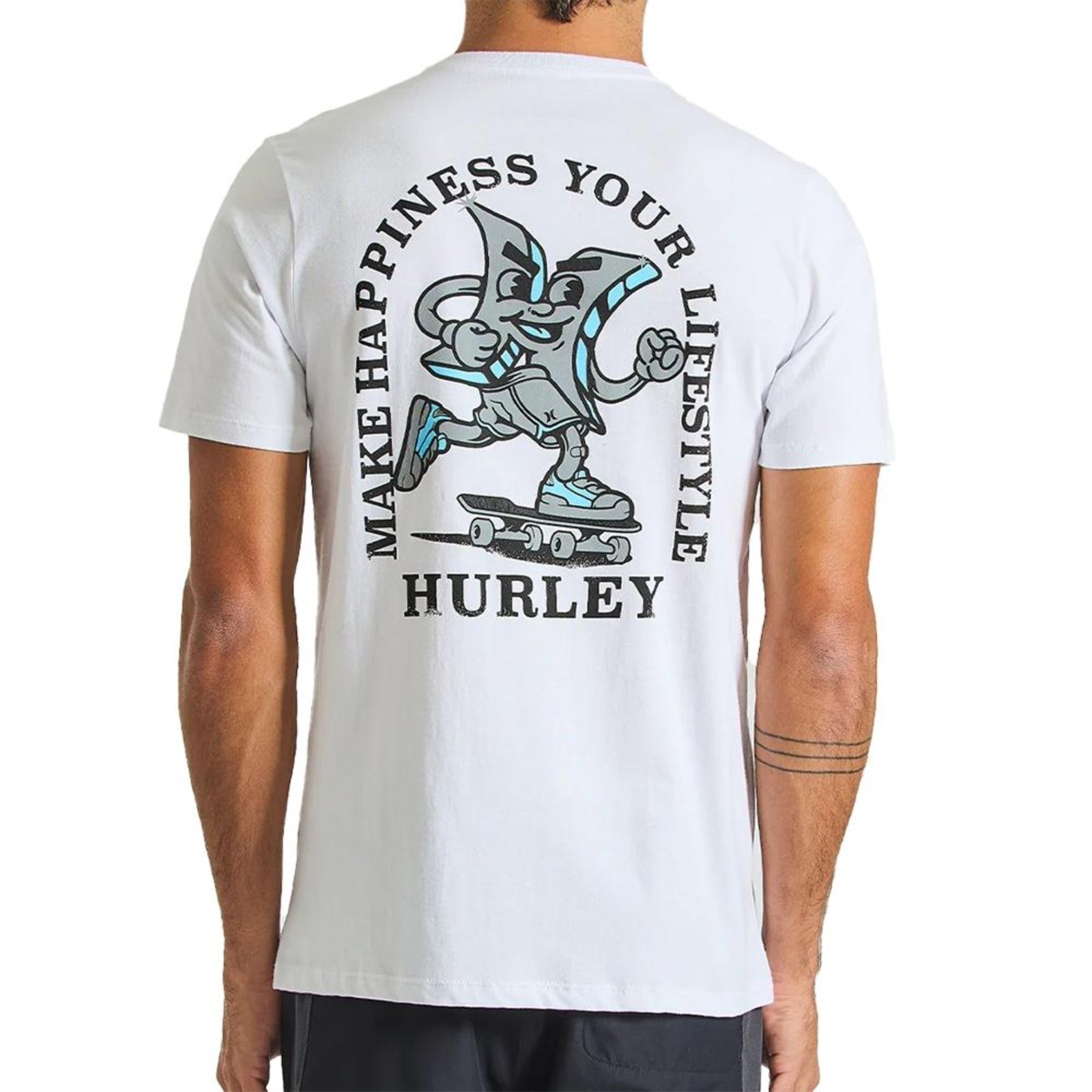 Vista 3 Camiseta Hurley Make SM25 Masculina branco hurley branco