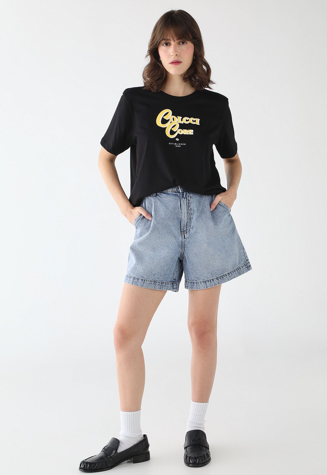 Vista 3 Camiseta Feminina Colcci Core Preta preto Colcci preto