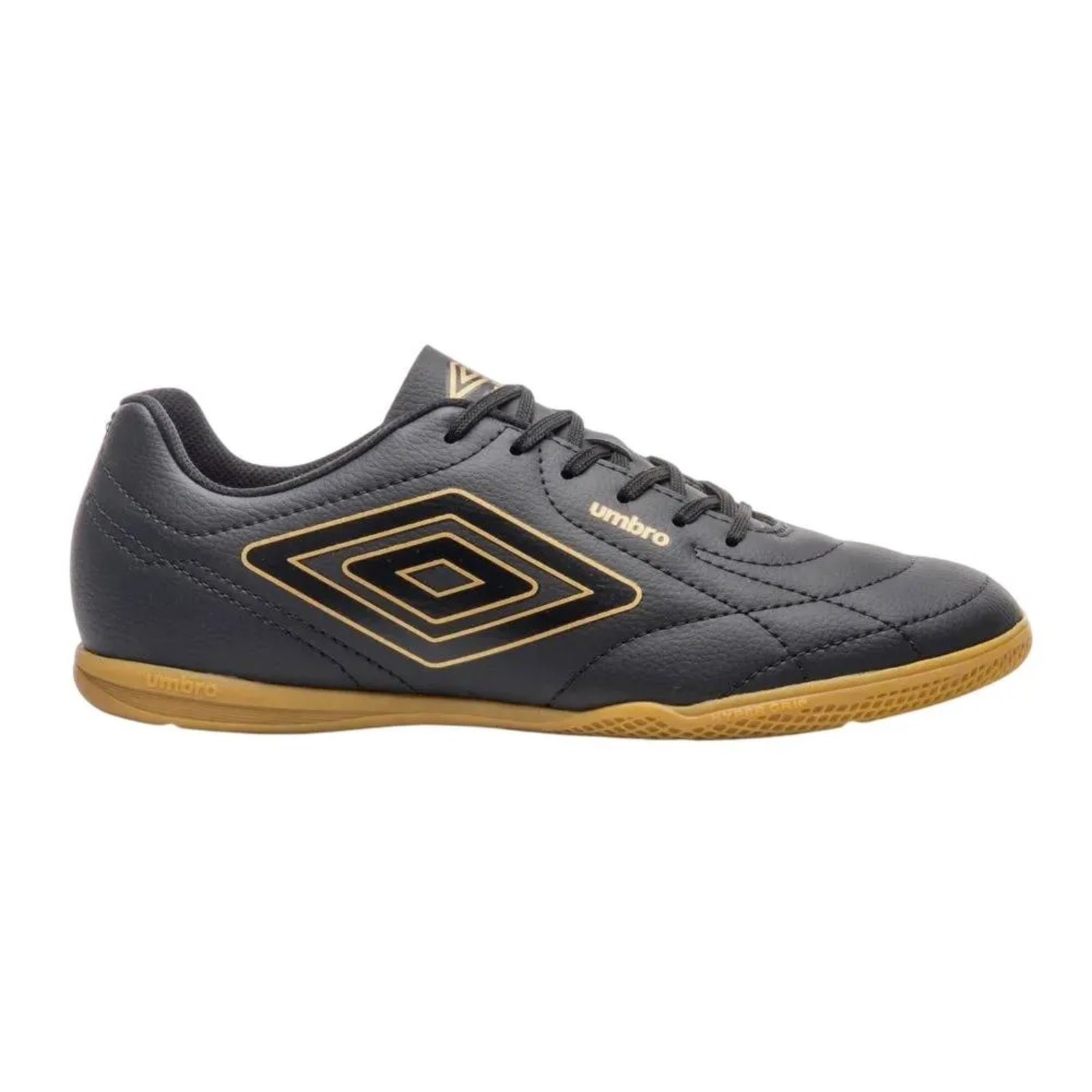 Vista 2 Chuteira Umbro Futsal Class Footballer - Preto dourado Umbro dourado
