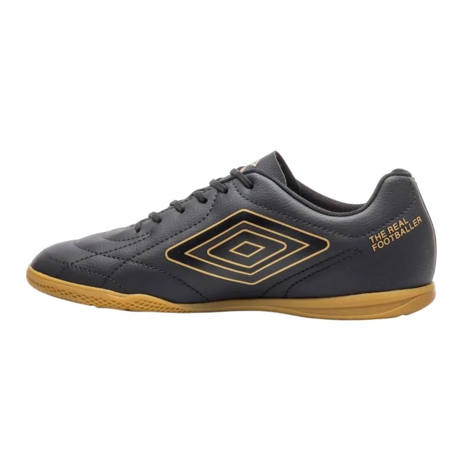 Vista 3 Chuteira Umbro Futsal Class Footballer - Preto dourado Umbro dourado