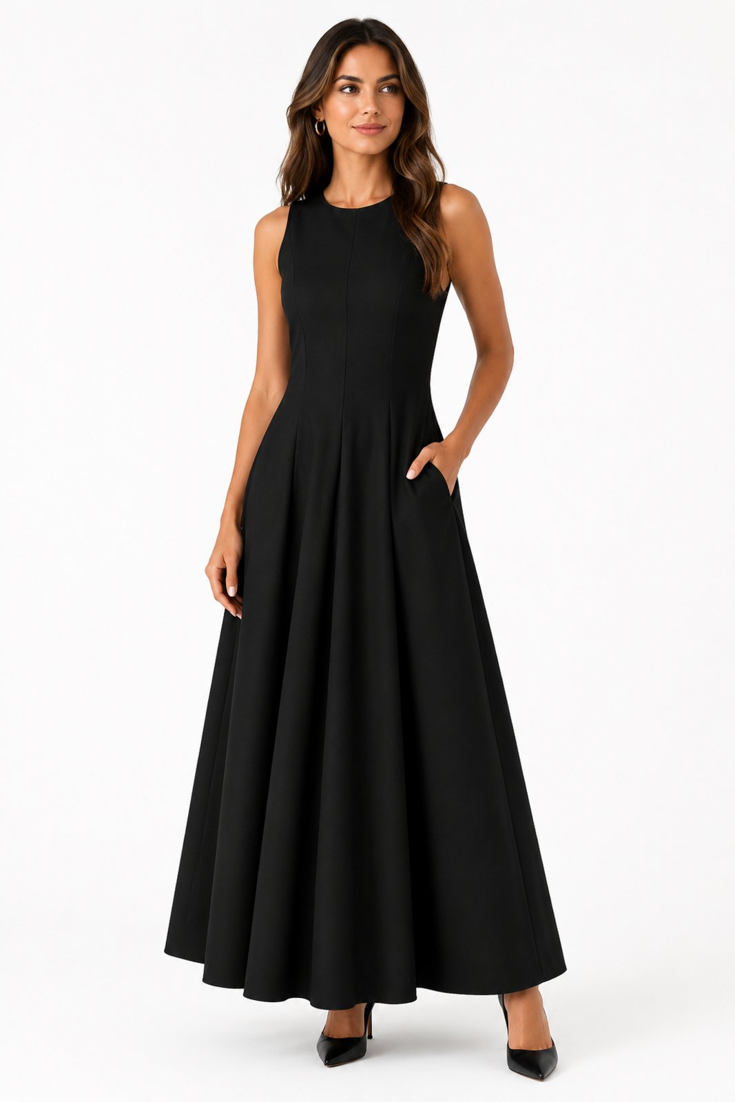 Vestido Longo D Bell Outlet Fashion Clássico Elegante Preto