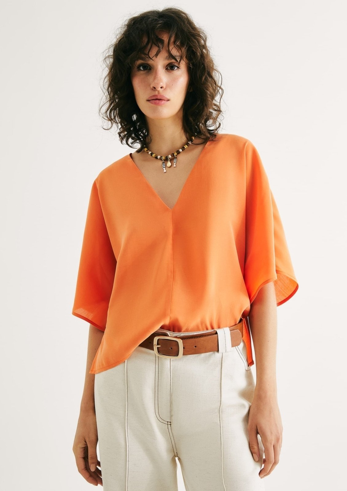 Vista 2 Blusa Feminina Box Em Peach Touch Hering bege Hering bege