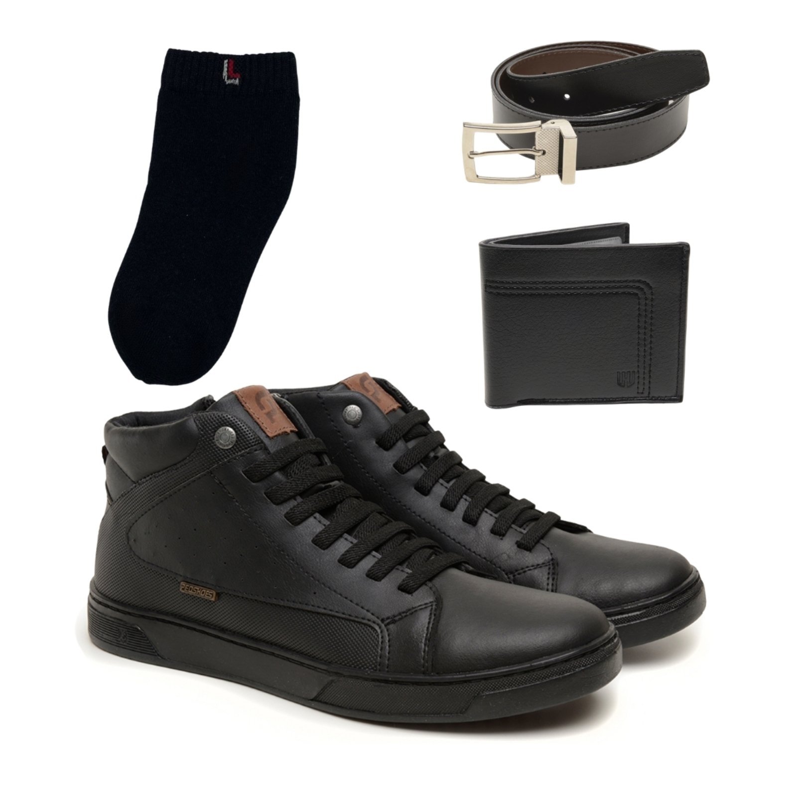 Kit Tenis Masculino Casual Moderno Versátil Dia a Dia Com Cinto Carteira Meia