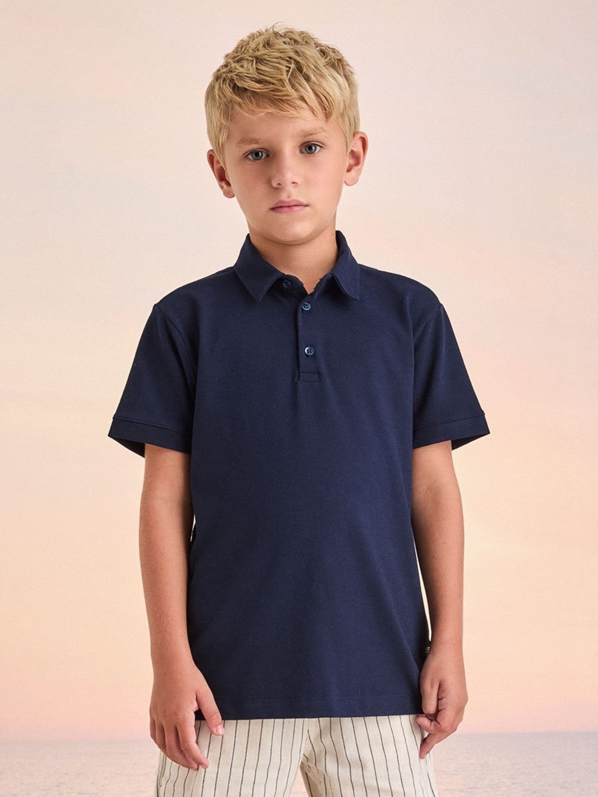Infantil - Camisa Polo Básica Marinho
