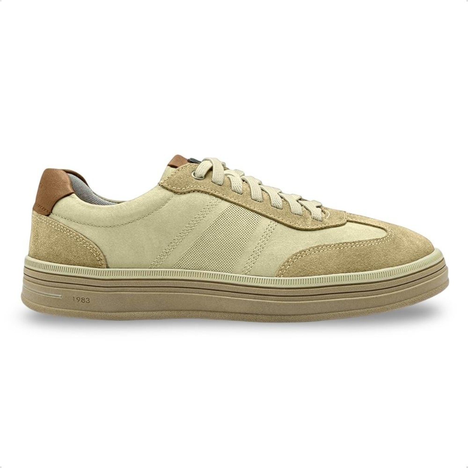 Tênis de Couro Democrata Masculino Loen 703201 Bege