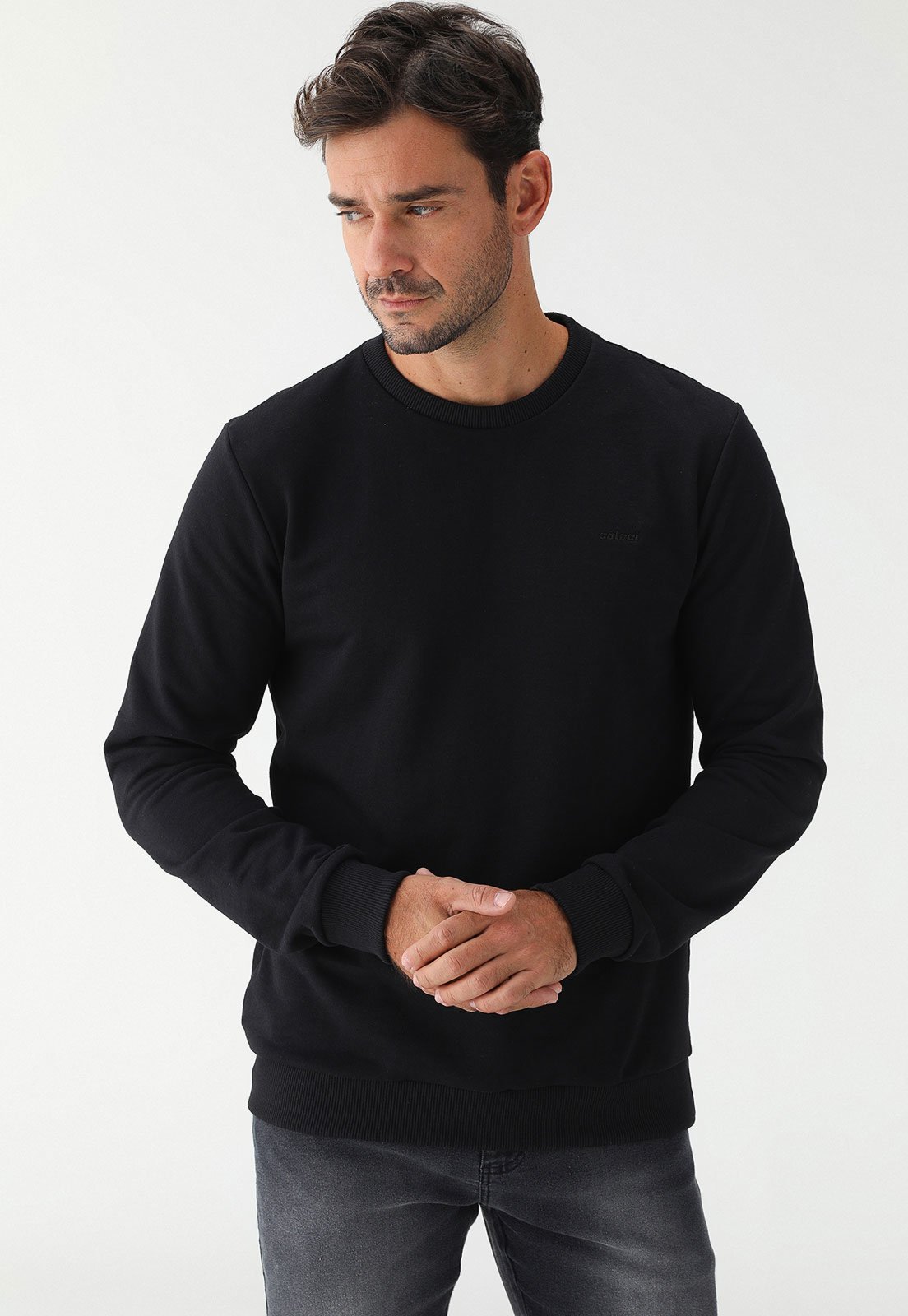 Blusa de Moletom Fechada Colcci Reta Lisa Preto