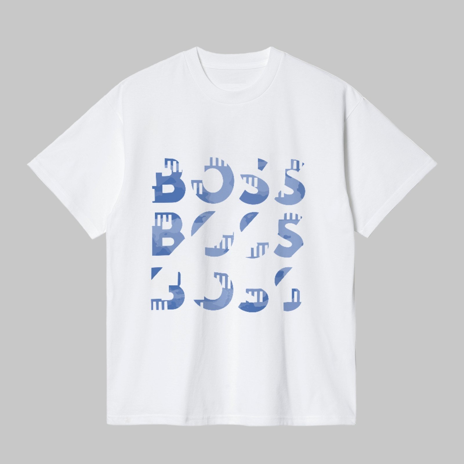 Camiseta Básica Boss Mode Pattern Estilo Streetwear Branco