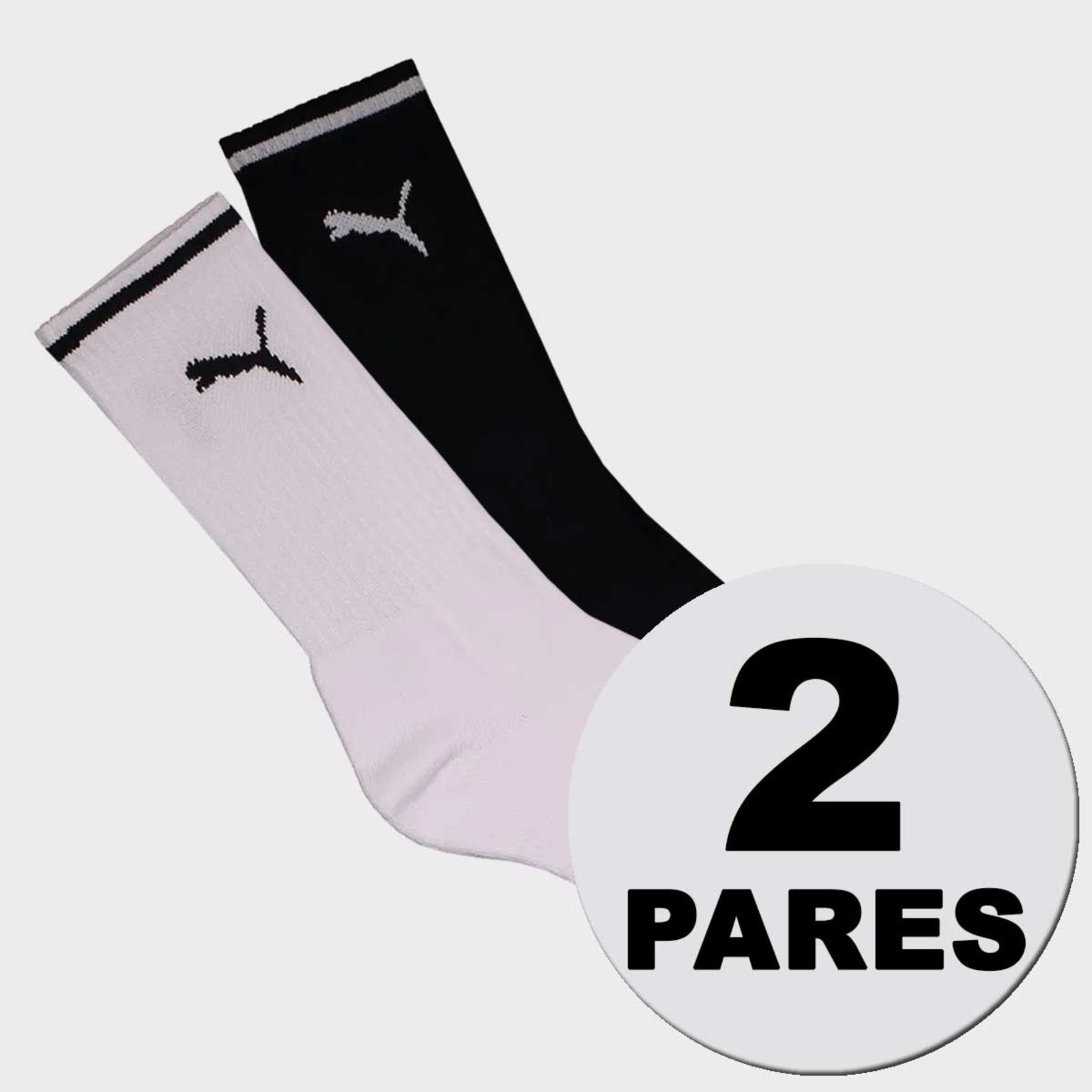 Vista 2 Kit Meia Puma Cano Longo 2 Pares Branca e Preta branco Puma branco