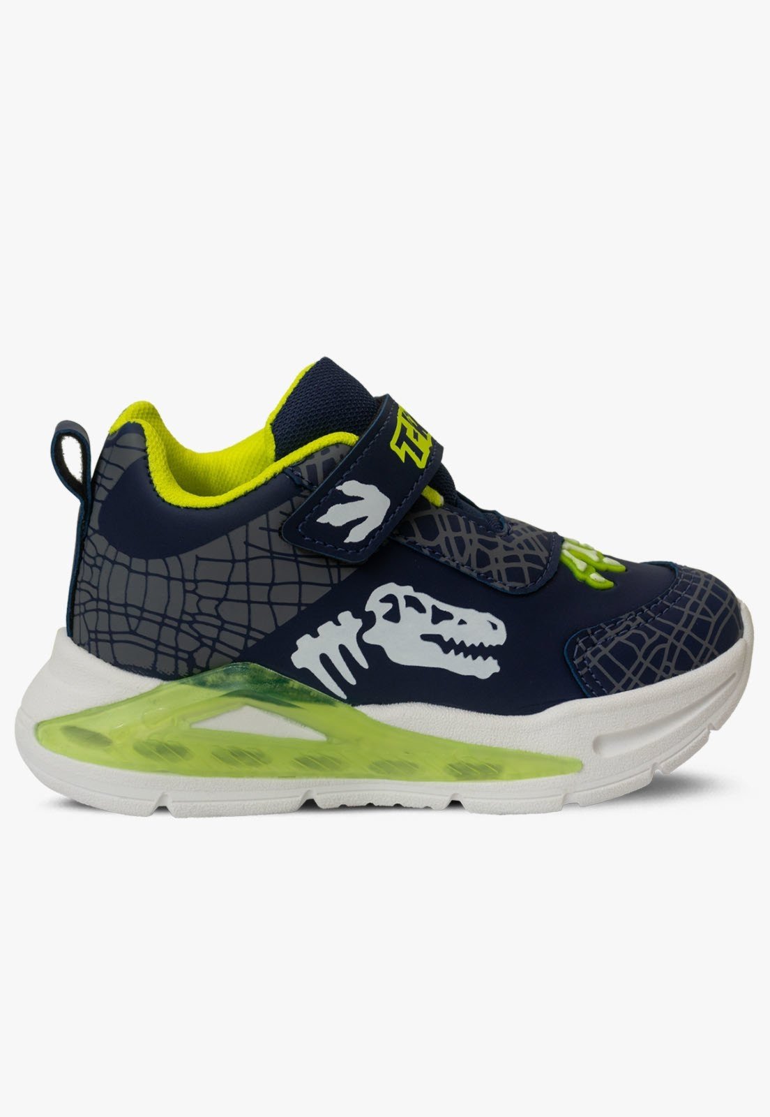 Vista 3 Infantil - Tenis Masculino Pópidi Calce Facil Menino Dinossauro com Led azul marinho Pópidí azul marinho