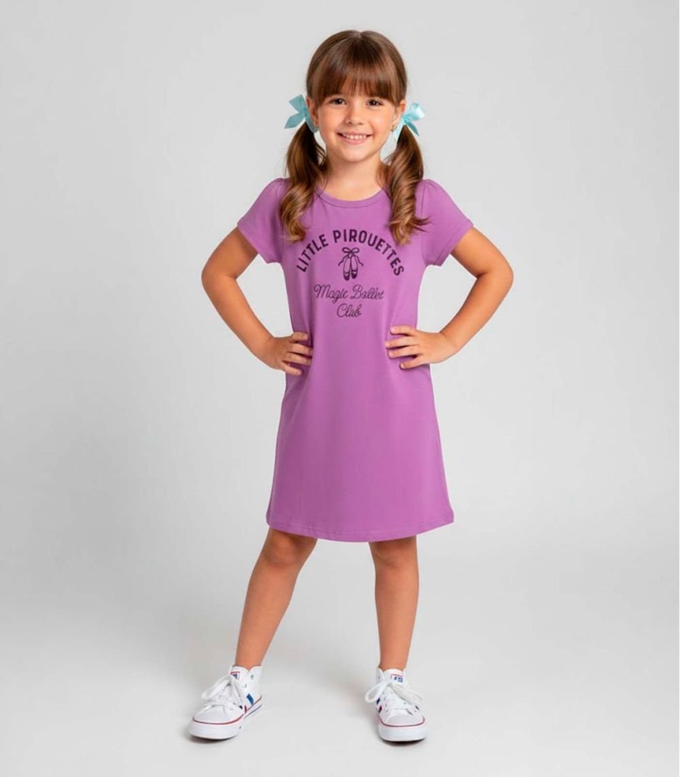 Infantil - Vestido Manga Curta Estampado Select Roxo